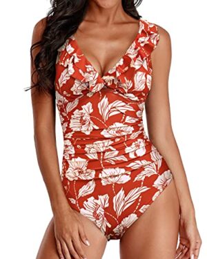 🌸.Monokini con control de abdomen con volantes MOD:XL750