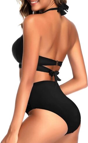 🌸Bikini tiro alto con control de abdomen halter MOD:D-M827 - Imagen 4