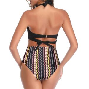 🌸Bikini tiro alto con control de abdomen halter MOD:D-M828 - Imagen 2