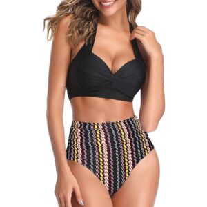 🌸Bikini tiro alto con control de abdomen halter MOD:D-M828 - Imagen 3