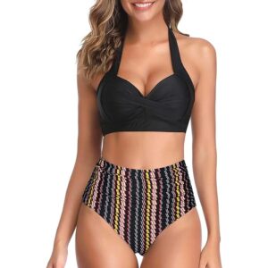 🌸Bikini tiro alto con control de abdomen halter MOD:D-M828 - Imagen 5