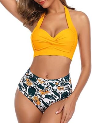 🌸Bikini tiro alto con control de abdomen halter MOD:D-M829 - Imagen 4