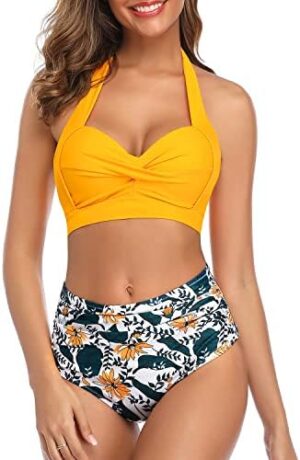 🌸Bikini tiro alto con control de abdomen halter MOD:D-M829 - Imagen 5