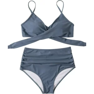 🌸Bikini tiro alto con control de abdomen criss cross MOD:M833 - Imagen 3