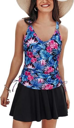 🌸.Tankini falda bottom con control de abdomen MOD:2XL710 - Imagen 4