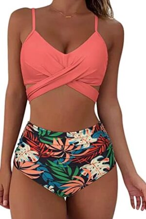 🌸Bikini .tiro alto con control de abdomen crisscross MOD:2XL750