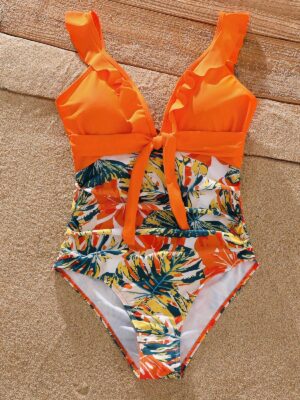 🌸.Monokini con control de abdomen con volantes MOD:XL822