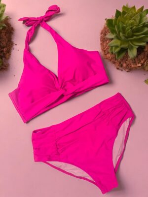 🌸Bikini .tiro alto con control de abdomen halter MOD:XL839