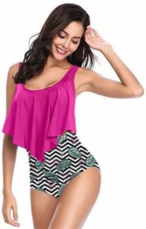 🌸Bikini tiro alto con control de abdomen con volantes MOD:M388 - Imagen 4