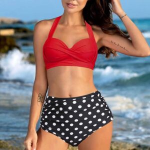 🌸Bikini .tiro alto con control de abdomen halter MOD:XL432