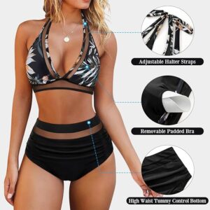 🌸Bikini .tiro alto con control de abdomen halter con transparencia MOD:K-XL852 - Imagen 6