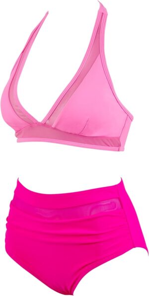 🌸Bikini .tiro alto con control de abdomen halter con transparencia MOD:K-XL853 - Imagen 3