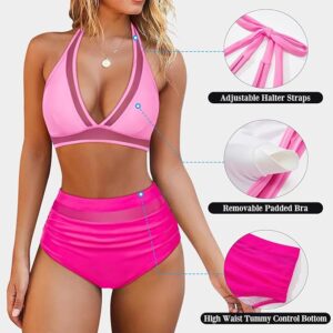 🌸Bikini .tiro alto con control de abdomen halter con transparencia MOD:K-XL853 - Imagen 4