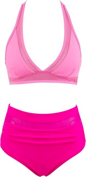 🌸Bikini .tiro alto con control de abdomen halter con transparencia MOD:K-XL853 - Imagen 5