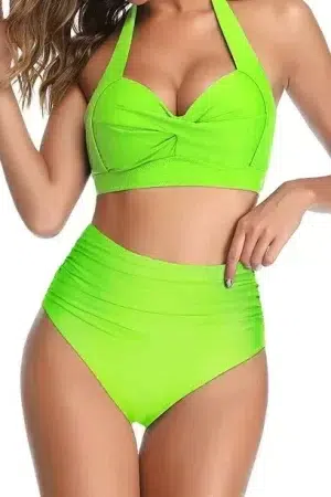 🌸Bikini tiro alto con control de abdomen halter MOD:G907