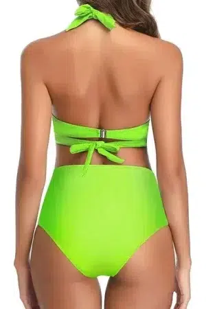 🌸Bikini tiro alto con control de abdomen halter MOD:G907