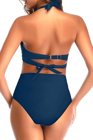 🌸Bikini tiro alto con control de abdomen halter MOD:G908