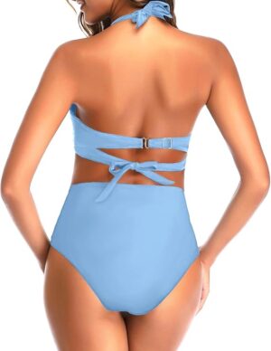 🌸Bikini tiro alto con control de abdomen halter MOD:G909 - Imagen 2