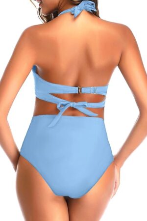 🌸Bikini tiro alto con control de abdomen halter MOD:G909