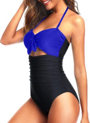 🌸Monokini con control de abdomen ahuecado central anudado halter MOD:G1043 - Imagen 3