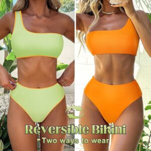 🌸Bikini tiro alto un hombro reversible  MOD:G957 - Imagen 3