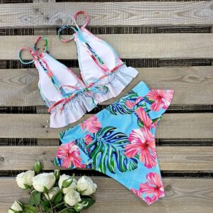 🌸Bikini tiro alto con volantes cortos MOD:G965 - Imagen 2