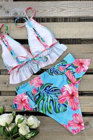 🌸Bikini tiro alto con volantes cortos MOD:G965