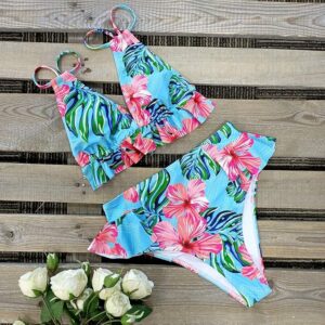 🌸Bikini tiro alto con volantes cortos MOD:G965 - Imagen 3