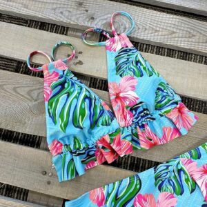 🌸Bikini tiro alto con volantes cortos MOD:G965 - Imagen 4