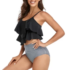 🌸Bikini tiro alto con control de abdomen con volantes MOD:G994 - Imagen 3