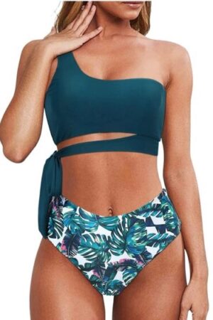 🌸Bikini tiro alto un hombro lazo lateral MOD:M422