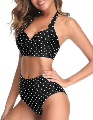 🌸Bikini tiro alto con control de abdomen halter MOD:D-M945 - Imagen 3