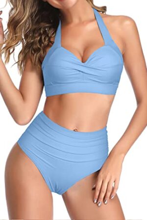 🌸Bikini tiro alto con control de abdomen halter MOD:D-M947