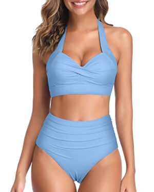 🌸Bikini tiro alto con control de abdomen halter MOD:D-M947 - Imagen 4