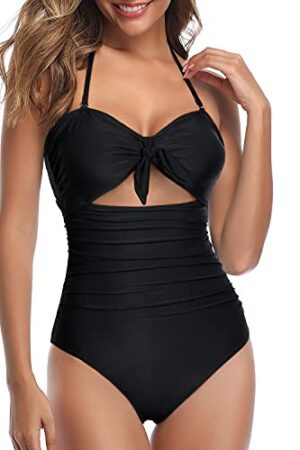 🌸Monokini con control de abdomen halter anudado frontal MOD:M978