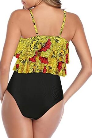 🌸Tankini bottom con control de abdomen con volantes largos MOD:M992