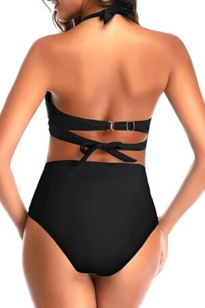 🌸Bikini tiro alto con control de abdomen halter MOD:G1090