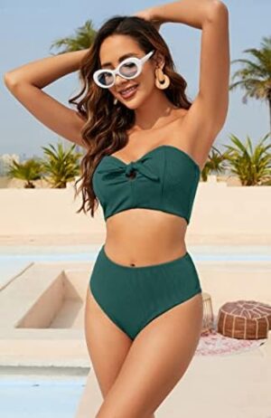 🌸Bikini tiro alto acanalado anudado MOD:1086 - Imagen 3