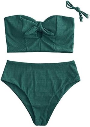 🌸Bikini tiro alto acanalado anudado MOD:1086 - Imagen 6
