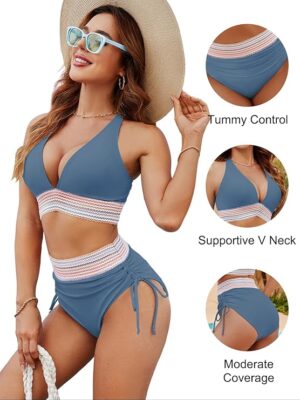 🌸Bikini tiro alto con control de abdomen anudado lateral MOD:G1087 - Imagen 4