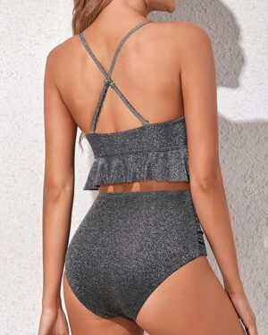 🌸Bikini tiro alto con control de abdomen con volantes MOD:M1008 - Imagen 2