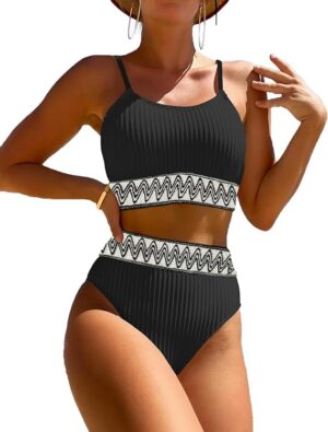 🌸Bikini tiro alto acanalado MOD:M1014 - Imagen 4